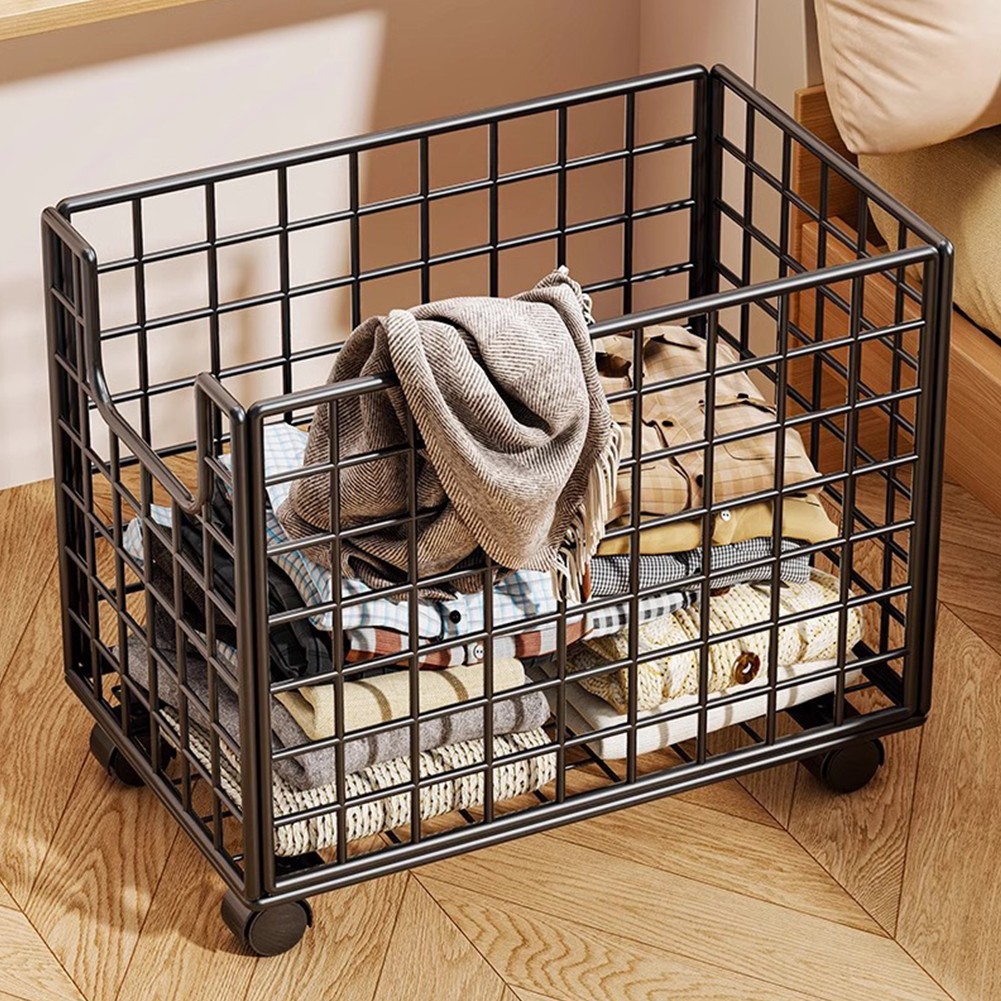 Storage Basket with Wheels Kids Storage Bins Stuffed Animals Storage Bin