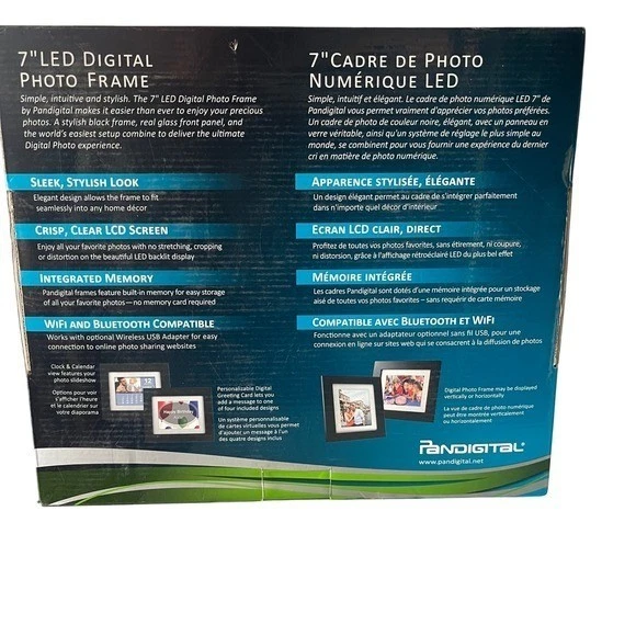 PanDigital 7" LED Digital Photo Frame 6400 Images White Charcoal Mats New Open B - Image 2 of 4