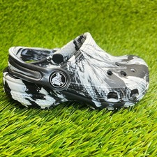 Crocs Classic Marbled Clog Boys Size 8C Black White Walking Sandals Shoes
