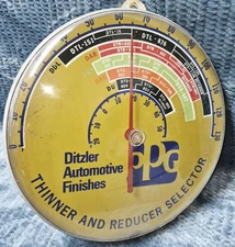 Vintage PPG Paints Thinner & Reducer Selector Advertising Sign Thermometer