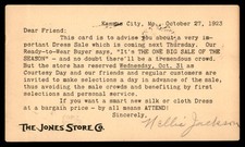 Postal Card Jones Store Co. - Dress Sale Kansas City MO, 1923