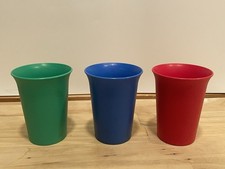 Tupperware 109 Bell Tumblers 7oz Sippy Cup No Lids Lot Of 3 Red Blue Green VTG
