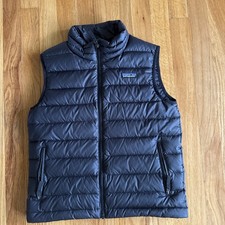 Patagonia Puffer Vest Youth Kids Medium 10 Black Sleeveless Zip Up