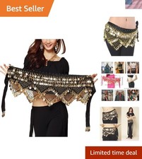 Vibrant Velvet Bellydance Hip Scarf with Gold Coins - Comfortable  Eye-Catching