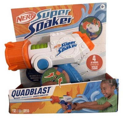 Nerf Super Soaker Quadblast Water Hose Blaster 4 Jet Modes Outdoor Toy New