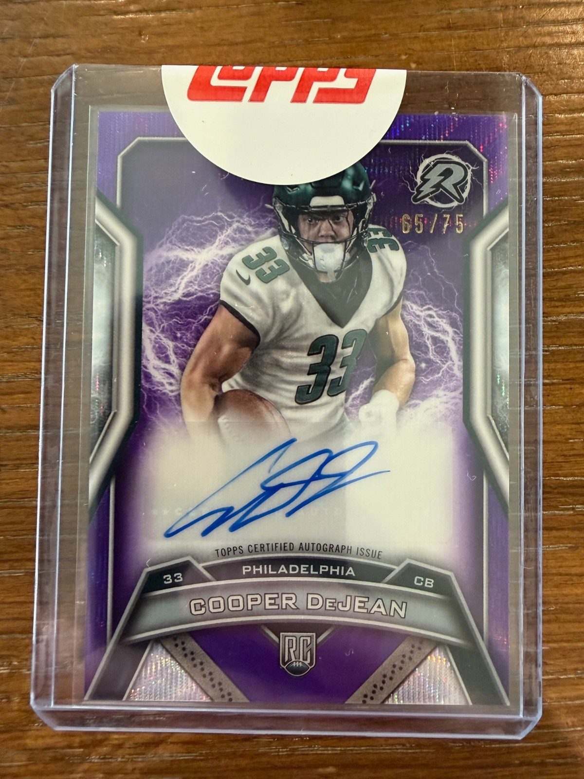 2024 Topps Resurgence Cooper DeJean Rookie Signatures Purple Surge /75 RC Auto