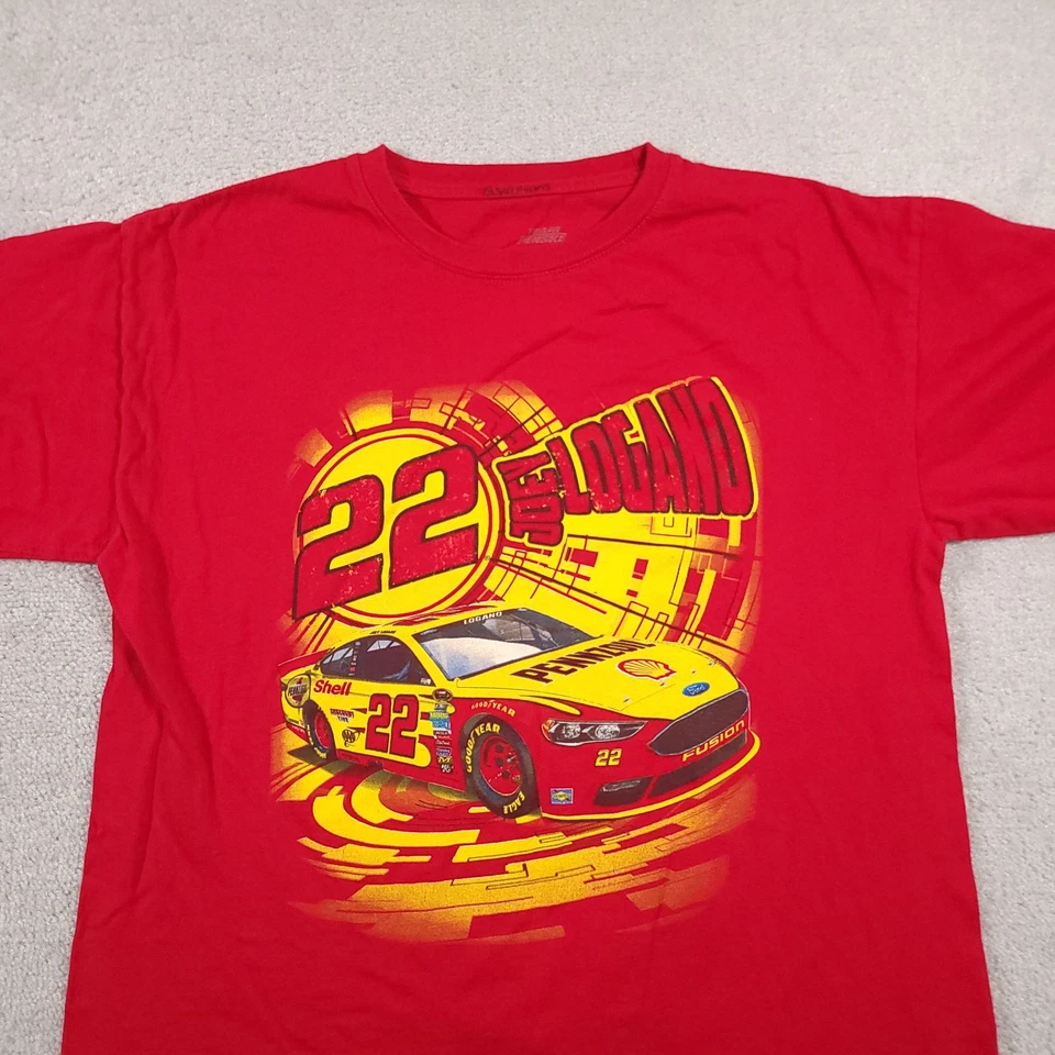 Camiseta Joey Logano #22 Pennzoil Para Hombre Grande Roja Equipo Penske Nascar Doble Cara Foto 3 de 4