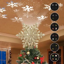 Christmas Tree Topper Projector Snowflake Christmas Star Tree 6 Projection Mode