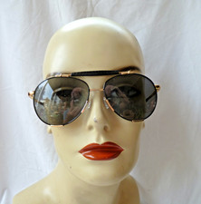 Retro Large Tear-Drop Black & Gold Wire Framed Aviator/Pilot Style Sunglasses