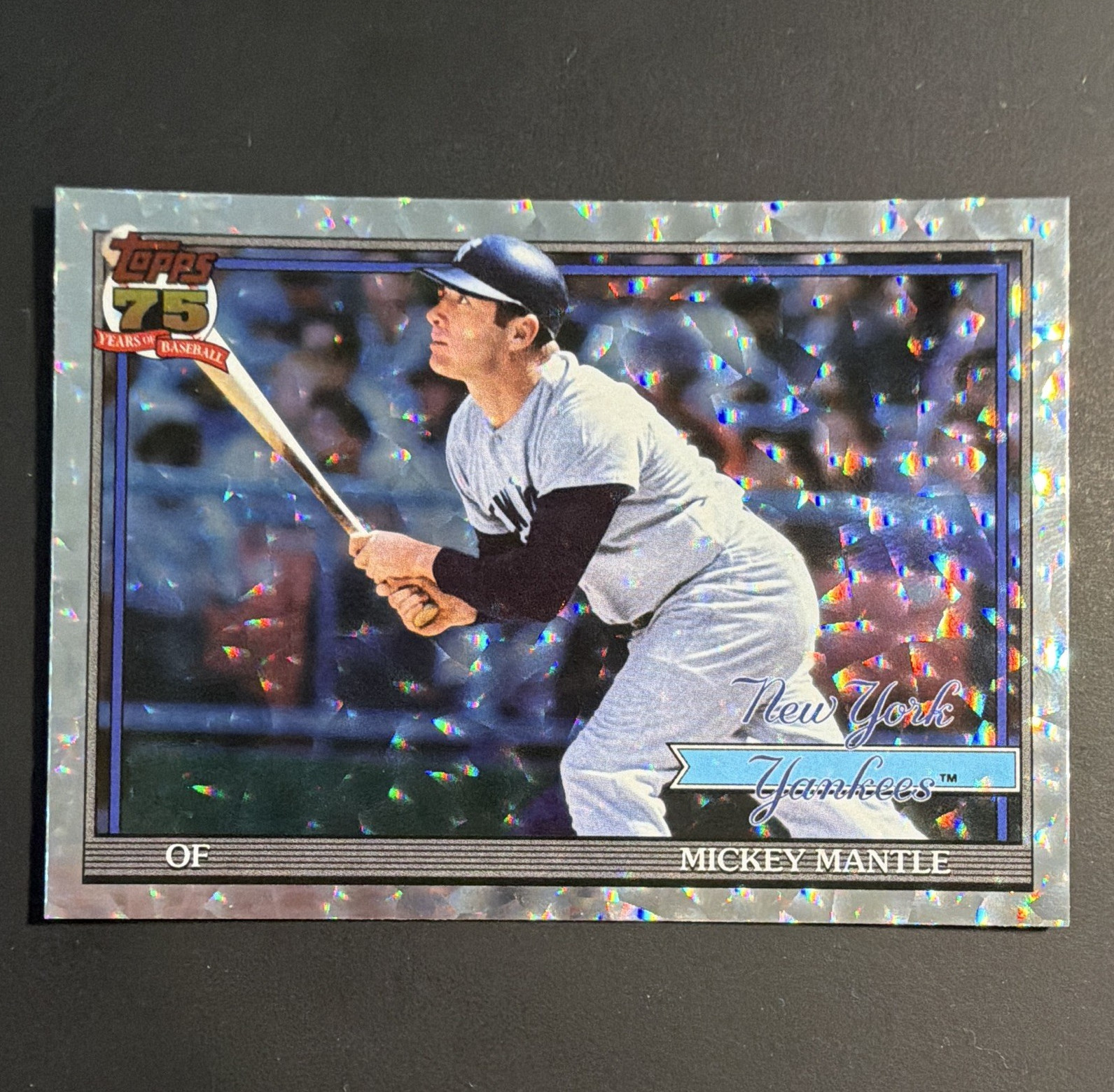 2026 Topps Mickey Mantle 75 Years of Baseball Silver Crackleboard Foil
