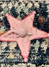 Cloud Island Plush Pink Gold Sparkly Whale Narwhal Baby Security Blanket Starfis