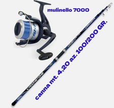 canna e mulinello da surfcasting azione 200 gr lancio tecnico pesca mare fondo