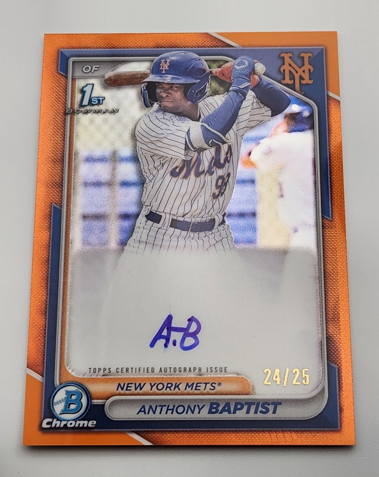 Anthony Baptist 2024 Bowman 1st Chrome Prospect Auto Orange Refractor /25