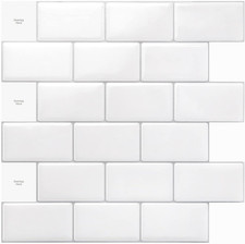 Premium 10-Sheet Peel and Stick Tile Backsplash - 12"x12" for Kitchen , Bright W