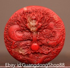 2" Old China Red Shoushan Stone Carving Dynasty Palace Word Dragon Seal Signet