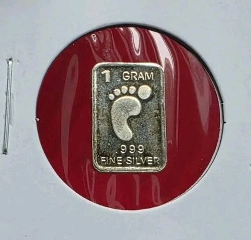 BIGFOOT PRINT - 1 Gram .999 Fine Pure Silver Bullion Mini Art Proof Bar Ingot