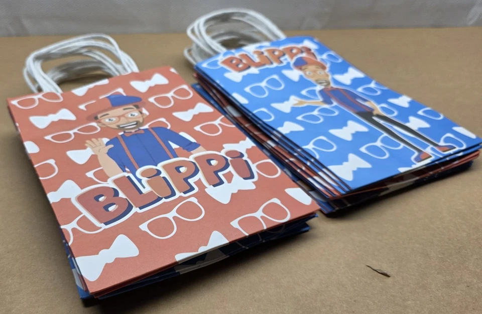 15 bolsas de papel de botín Blippi para fiestas de cumpleaños 5 estilos (3 de cada una) Foto 4 de 4