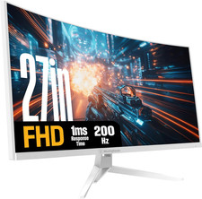 27 Inch Curved Gaming Monitor, 200Hz, 1Ms, FHD 1080P, 3000:1 Contrast Ratio, 118