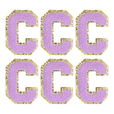 Chenille Letter Patches 2.2'' Letter C Embroidered Patch (Purple, Pack of 6)