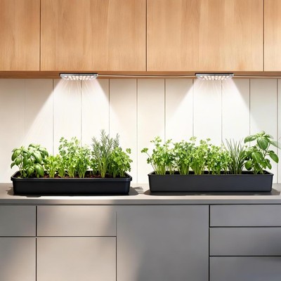 Dual Head Under Shelf Grow Light, USB Powered Stick On Under Cabinet Plant Li...