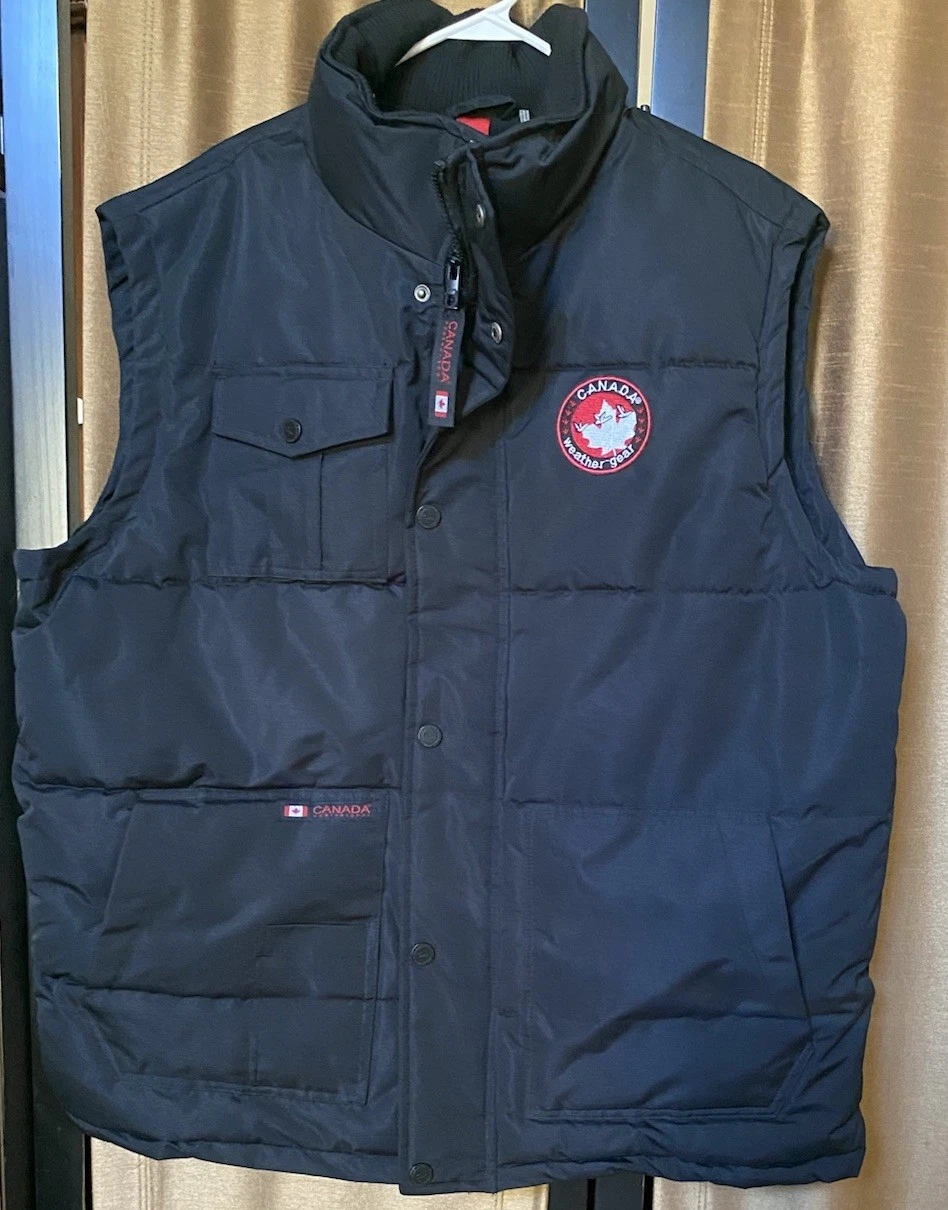 Canada Weather Gear Mens XL Quilted Puffer Vest Coat Jacket Outdoors Black GUC