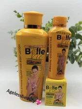 3pcs Belle Vie Rich Turmeric Body Lotion 475ml, Serum & Face Cream 