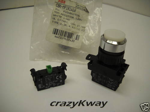 ABB CBK-MPIR1W10 MOM. ILL. WHITE PUSHBTTN 120V 1NO NIP!