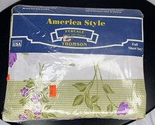 NWT Thomson Percale Over 200 Thread Sheets Floral Pattern Full Set Made In USA