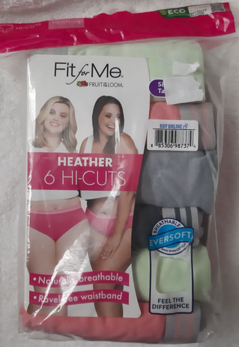 -FIT for ME FRUIT of THE LOOM COTTON HI-CUTS PANTIES (6 in Pack GREEN MIX FTL 13 - Picture 5 of 8