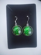 Slytherin Drop Dangle Earings 925 Silver Hooks