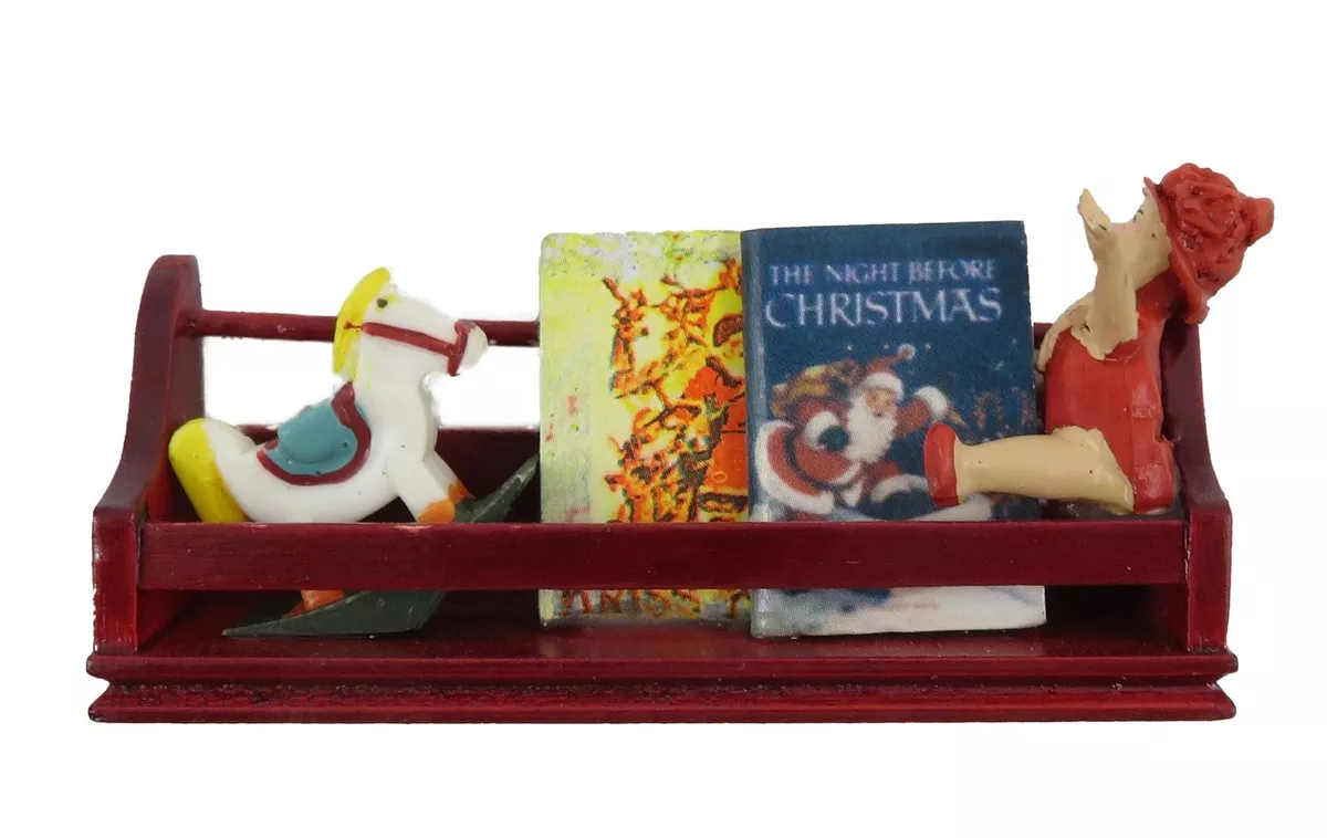 Dolls House Toys Books on a Shelf 1 12 Miniature Wooden Nursery
