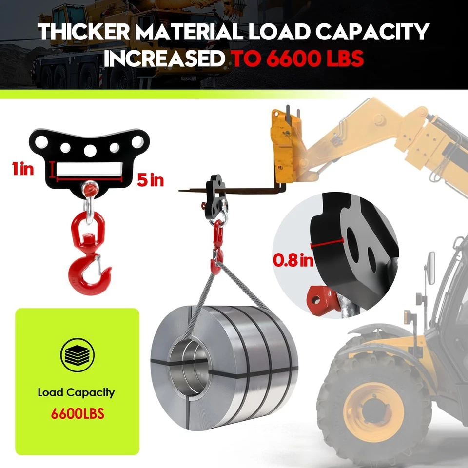 Forklift Lifting Hook,Fork Lift Attachment,Load 6600Lbs,Forklift Lifting Hoist - Image 2 of 4