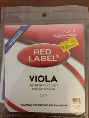 Supersensitive red label viola Junior 13 inch set medium gauge 4104