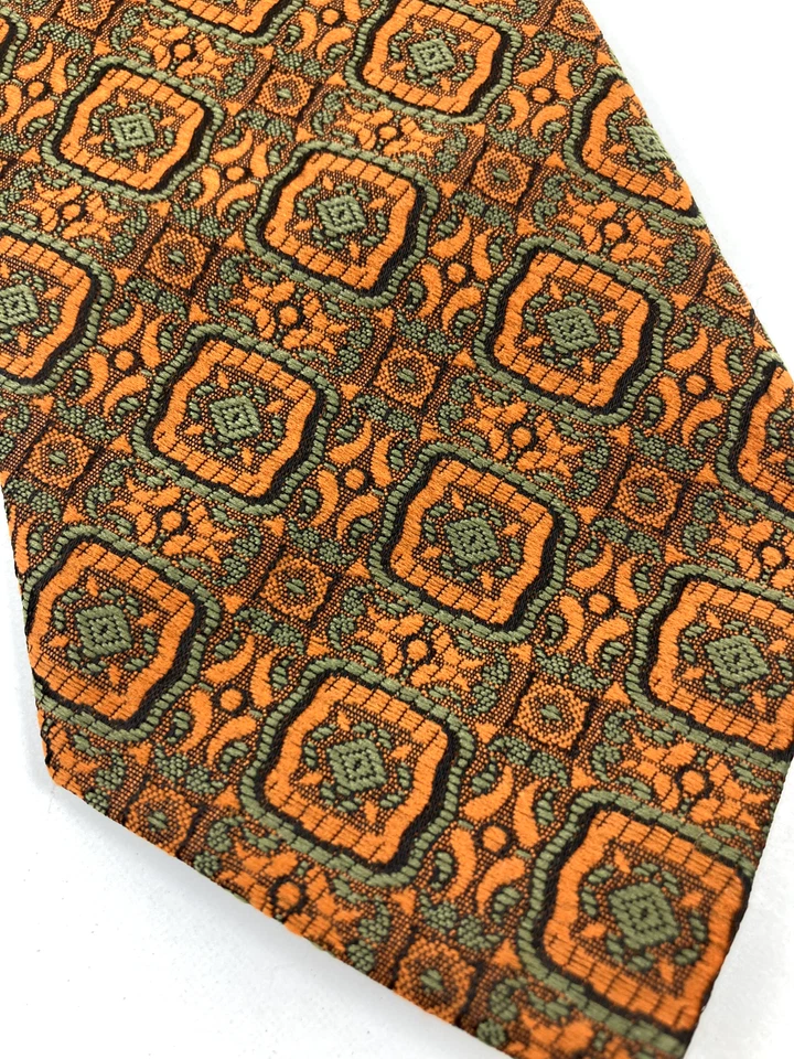 Corbata de cuello geométrica naranja vintage John Blair Dacron poliéster Foto 4 de 4