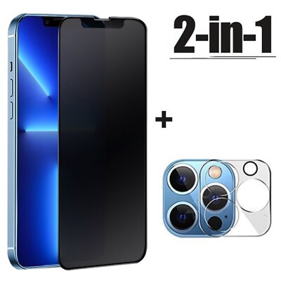 Apple iPhone 13 Pro Privacy Panzerfolie aus Echtglas für Display + Kameraschutz