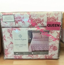Valentine's Day Floral Pink Pattern Queen Sheet Set 6 Piece NWT Soft Elegant