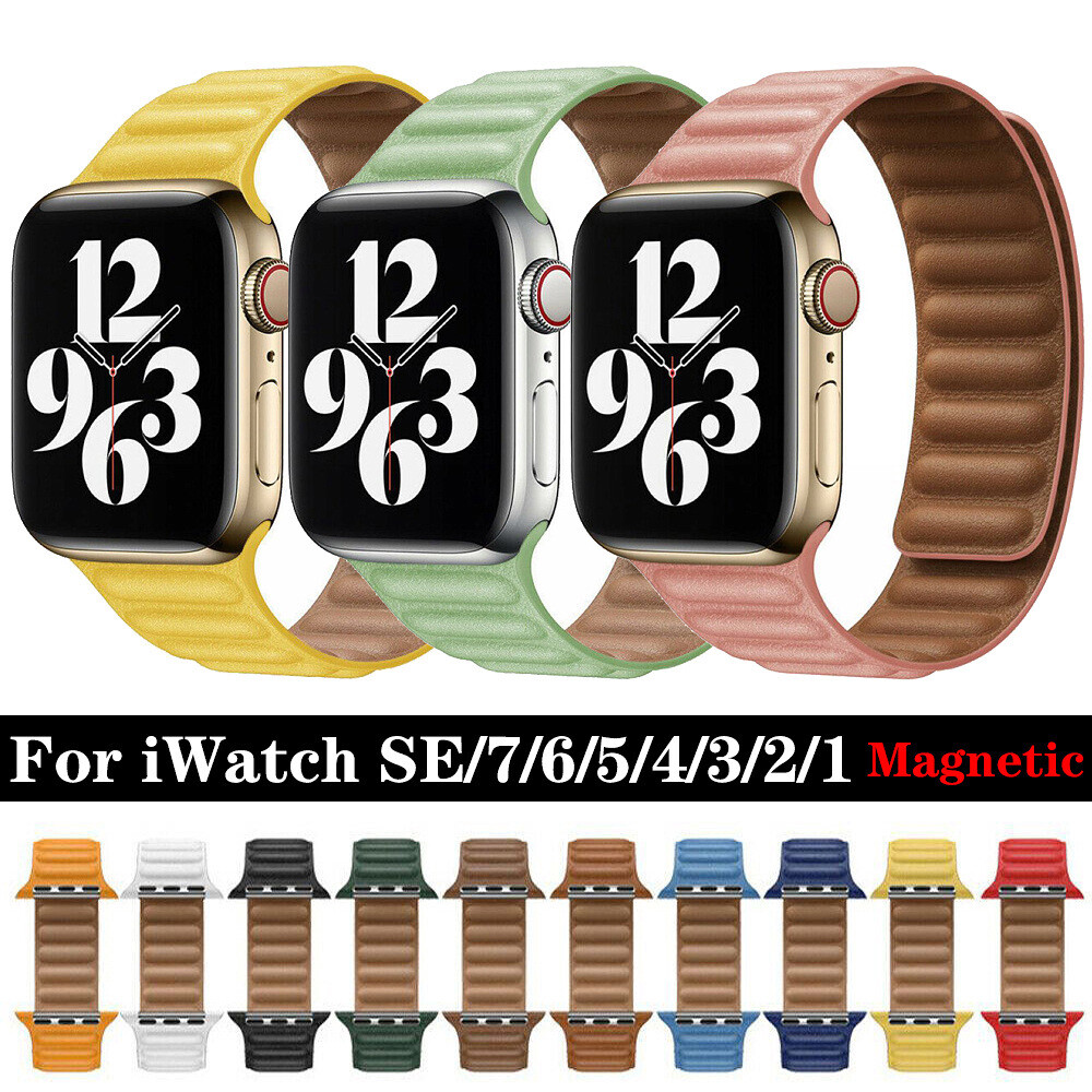 For Apple Watch Leather Link Band Strap iWatch Series Ultra 12 11 10 9 8 7 6 5 4