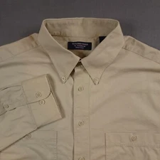 Roundtree & Yorke Men's XLT Easy Care Button-Down Long Sleeve Shirt Brown