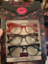 BETSEY JOHNSON 3 Pair Reading Glasses Red/Tortoise/Green Readers NEW