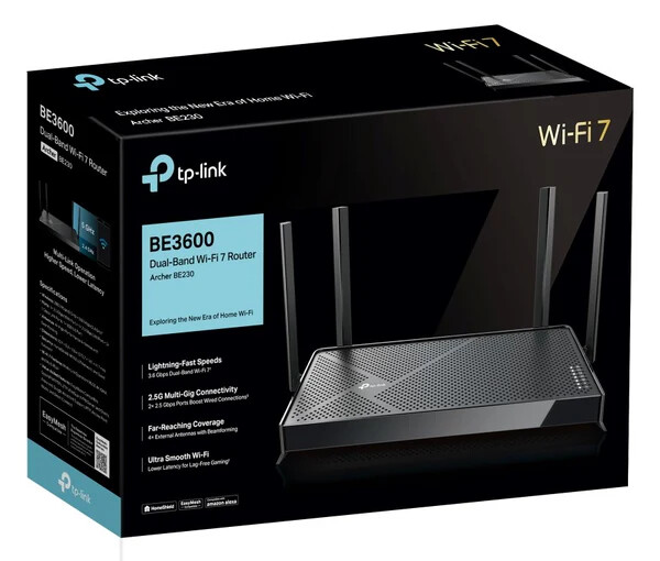 TP-Link Archer BE230 BE3600 Dual Band Wi-Fi 7 2× 2.5G ports