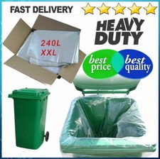 Clear Wheelie Bin Liners 240 Litre Strong Heavy Duty Rubbish Sacks Refuse Bags