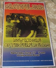 GRATEFUL DEAD 1972 HOLLYWOOD BOWL REPLICA CONCERT POSTER