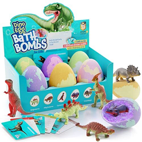 Dan&Darci Dino Egg Bath Bombs for Kids - Easter Kids Bath Bomb with Surprise 
