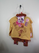 New Disney Junior Minnie 4 Piece Set Top Skirt Legging Hair Bow Size 2T Brown