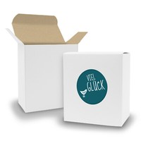 Itenga Set Viel GlüCk 24Xfaltschachtel Quader Weiß Braun + Sticker Gastgeschenk