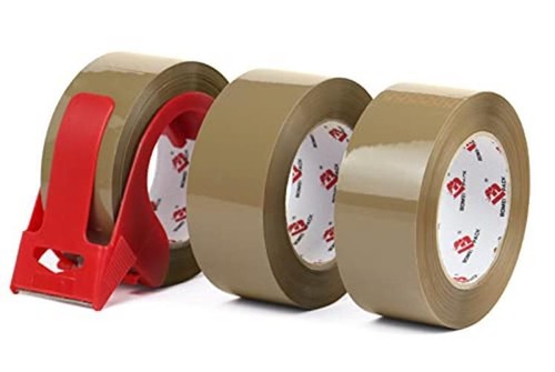 Heavy Duty Brown Packing Tape with Dispenser 2.6 mil 1.88 inch x 110 Yards 