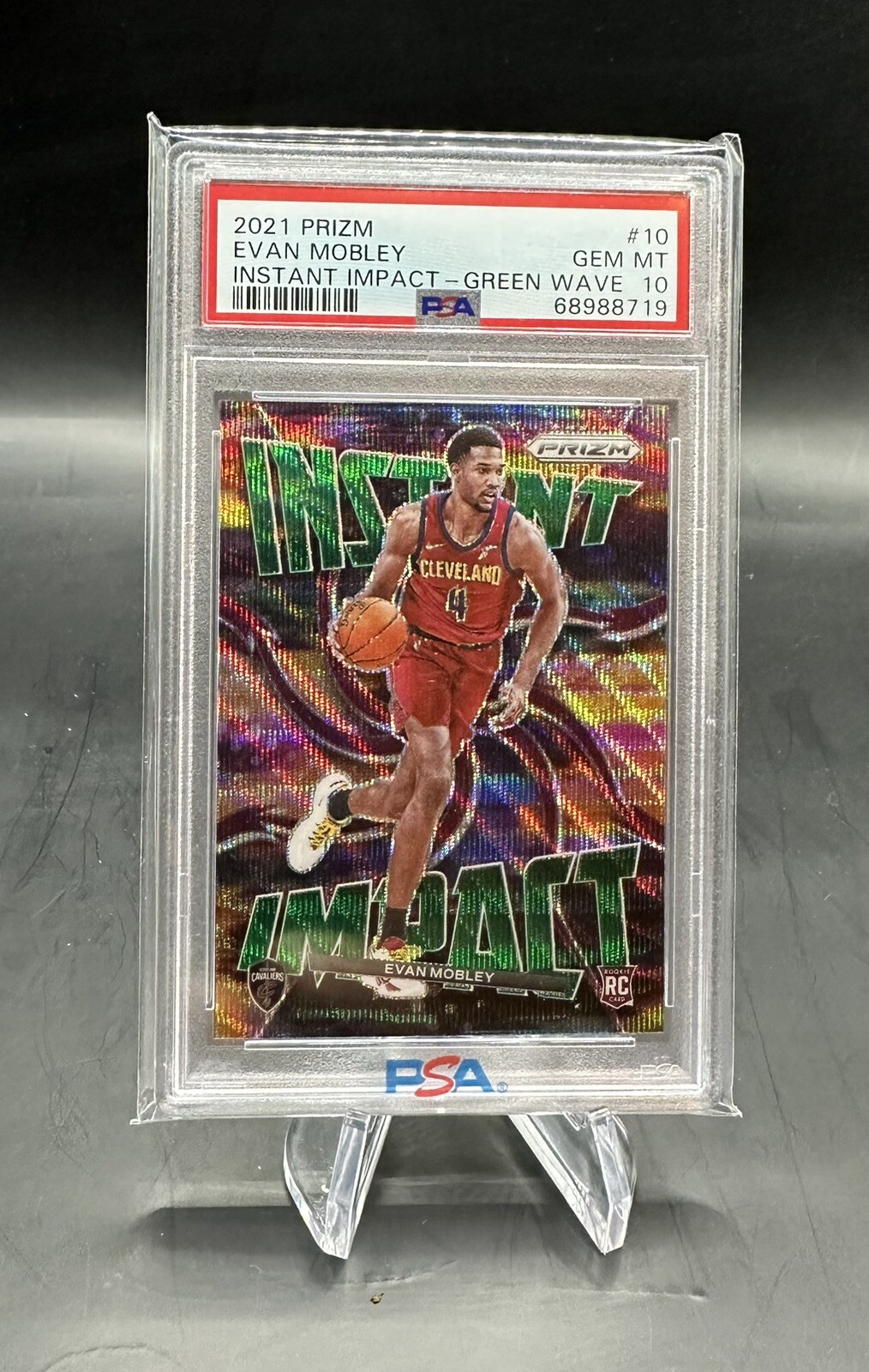2021-22 Prizm Evan Mobley Rookie Instant Impact #10 Green Wave - PSA 10 Gem MT