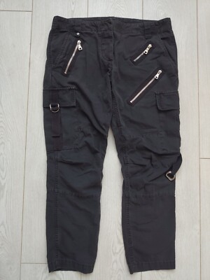 BALMAIN Vintage Cropped Gray Cotton Pocket Zip Jeans Denim Pants Moto Sz 38  M