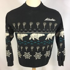Vintage 80s 90s All Over Print Alaska Polar Bear Distressed Sweatshirt Tee Snow