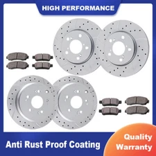 Front Rear Drilled Slotted Brake Rotors Ceramic Pads for Honda Odyssey Disc Kits